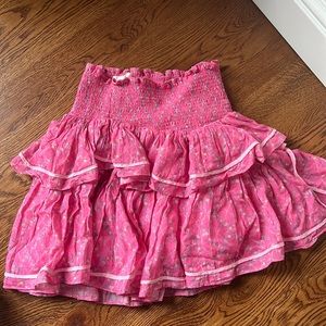 LoveShackFancy pink ruffle skirt